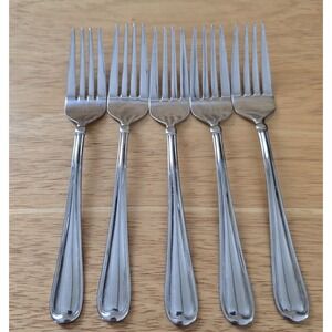 Pfaltzgraff Allure Stainless Salad Forks 6.75" China Set of 5 Flatware